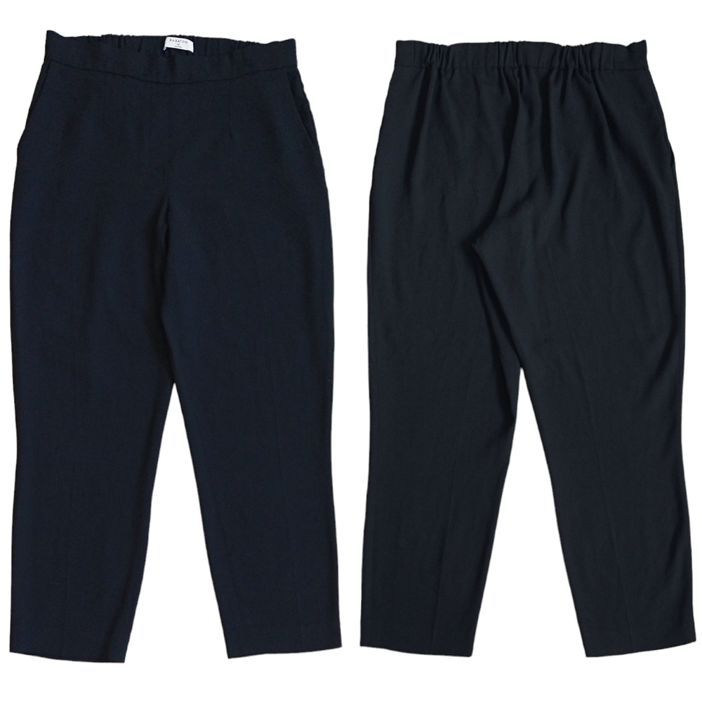 Babaton Aritzia Black High Rise Cropped Pull On Pants Pockets Career Minimalist
